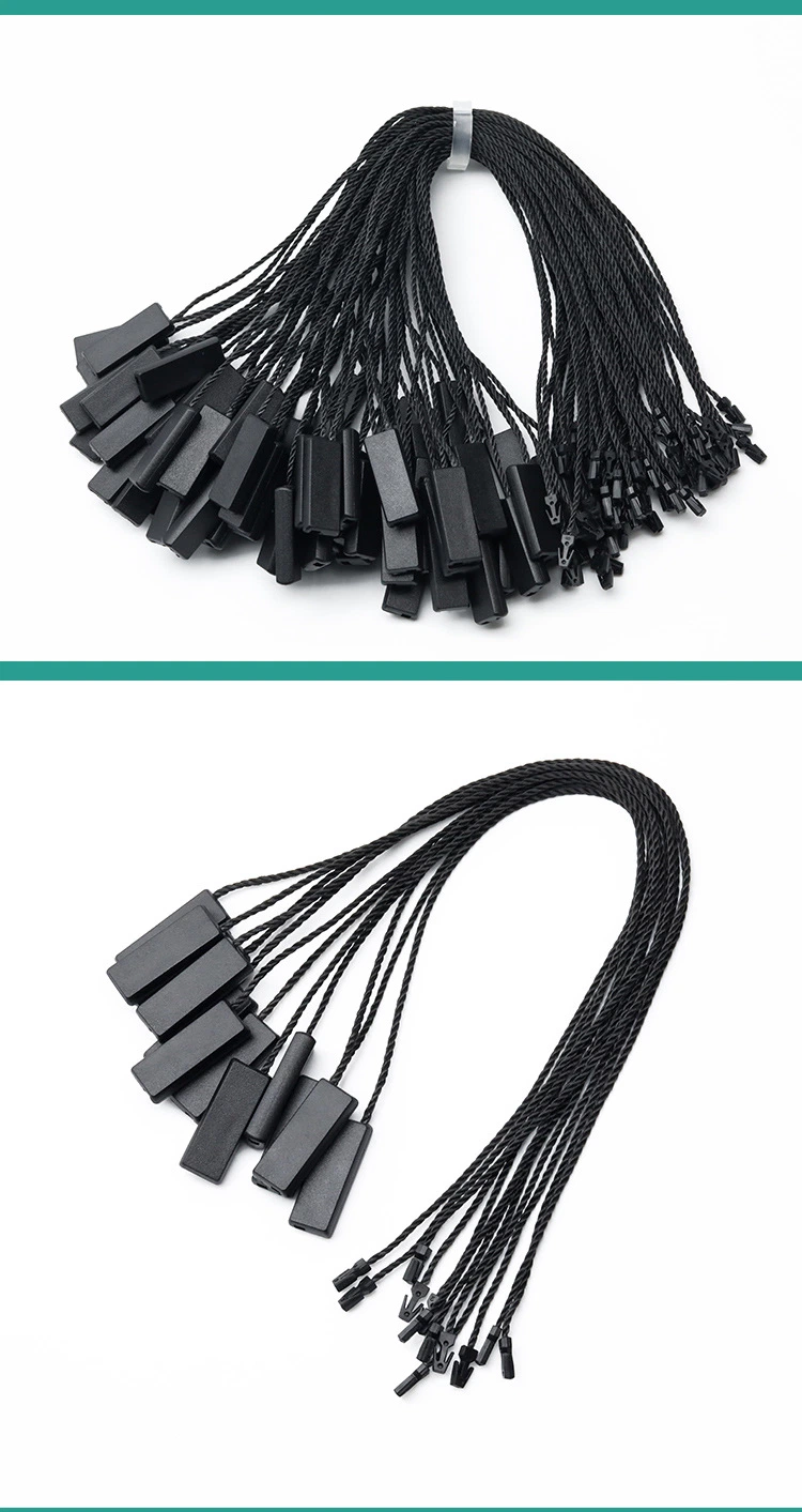 Degradable PLA Disposable Hand-Worn Rope Tag Fastener Children′ S Clothing Trademark Logo Black Rectangular Plastic Seal Tag