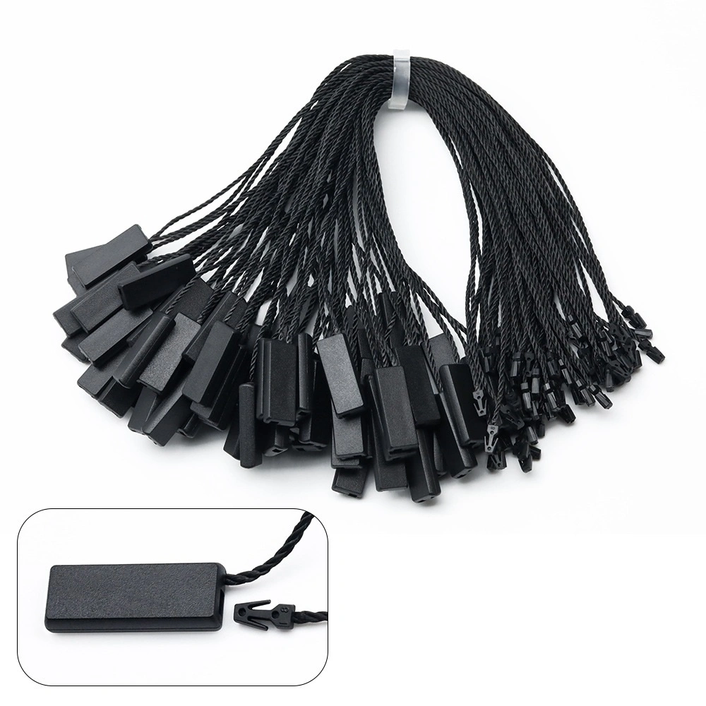 Degradable PLA Disposable Hand-Worn Rope Tag Fastener Children′ S Clothing Trademark Logo Black Rectangular Plastic Seal Tag